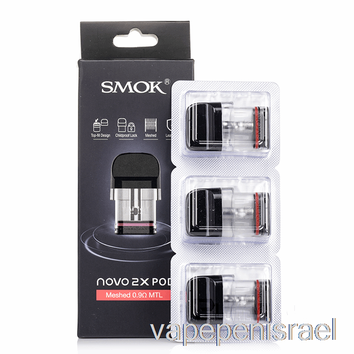 חד פעמי Vape Israel Smok Novo 2x תרמילים חלופיים 0.9ohm מרושת Mtl Pods